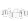 Dog Kennel Black 20.57 m² Steel - Secure & Durable Outdoor Play