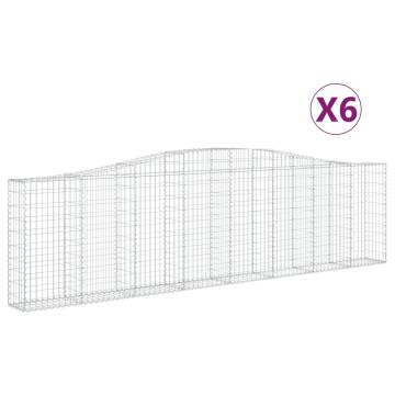 Arched Gabion Baskets - 6 pcs Galvanised Iron | HIPOMarket UK