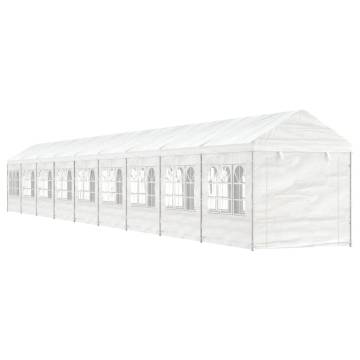 White Gazebo with Roof 20.07x2.28x2.69m - Durable & Sturdy