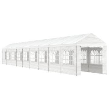 White Gazebo with Roof 20.07x2.28x2.69m - Durable & Sturdy