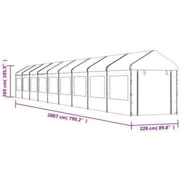 White Gazebo with Roof 20.07x2.28x2.69m - Durable & Sturdy