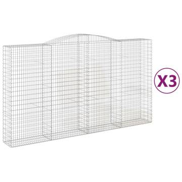 Arched Gabion Baskets - 3 pcs Galvanised Iron 400x50x220 cm