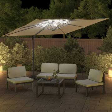 LED Cantilever Umbrella Sand White 400x300 cm | HipoMarket