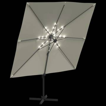 LED Cantilever Umbrella Sand White 400x300 cm | HipoMarket