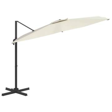 LED Cantilever Umbrella Sand White 400x300 cm | HipoMarket