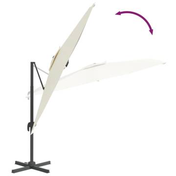 LED Cantilever Umbrella Sand White 400x300 cm | HipoMarket