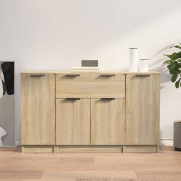 Stylish 3-Piece Sonoma Oak Sideboards - Hipomarket UK