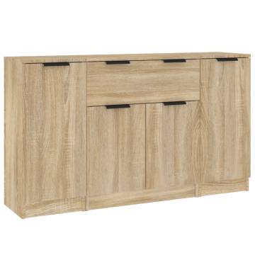 Stylish 3-Piece Sonoma Oak Sideboards - Hipomarket UK