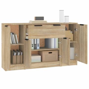 Stylish 3-Piece Sonoma Oak Sideboards - Hipomarket UK