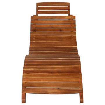 Comfortable Solid Acacia Wood Sunlounger with Table - Brown