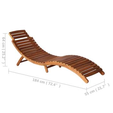 Comfortable Solid Acacia Wood Sunlounger with Table - Brown