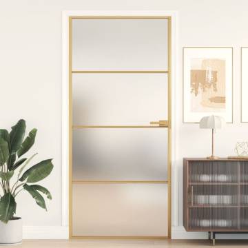 Interior Door Slim Golden 93x201.5 cm | Elegant Tempered Glass