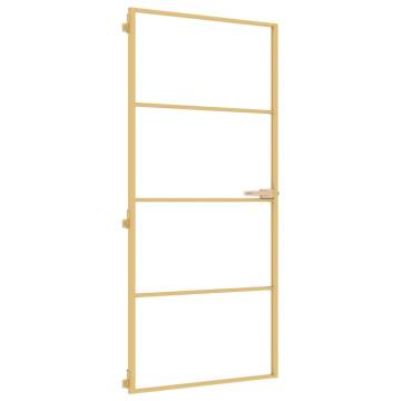 Interior Door Slim Golden 93x201.5 cm | Elegant Tempered Glass