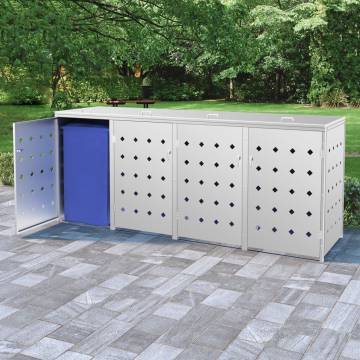 Quadruple Wheelie Bin Shed - Stainless Steel 240L | Hipo Market