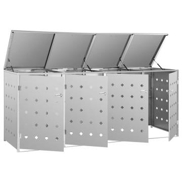 Quadruple Wheelie Bin Shed - Stainless Steel 240L | Hipo Market