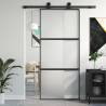 Sliding Door Black 90x205 cm Tempered Glass and Aluminium Colour black and matt Size 90 x 205 cm Quantity in Package 1 Pattern 2 horizontal bars 