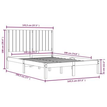 Solid Wood Pine Bed Frame 140x190 cm | Modern Bedroom Decor