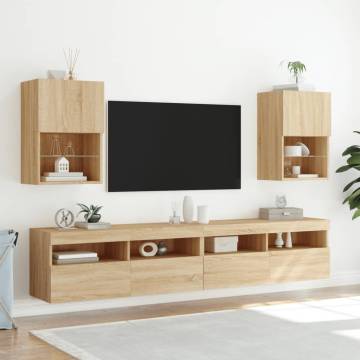 TV Cabinets with LED Lights - 2 Pcs Sonoma Oak | Hipo Market