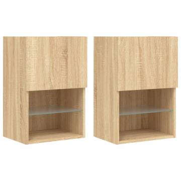 TV Cabinets with LED Lights - 2 Pcs Sonoma Oak | Hipo Market