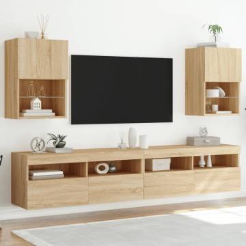 TV Cabinets with LED Lights - 2 Pcs Sonoma Oak | Hipo Market