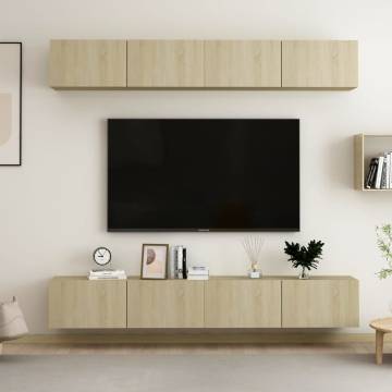 Stylish Sonoma Oak TV Cabinets Set - 4 pcs | Hipo Market