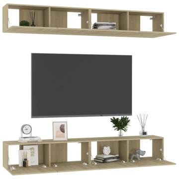 Stylish Sonoma Oak TV Cabinets Set - 4 pcs | Hipo Market