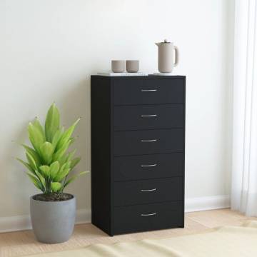 Stylish Black Sideboard with 6 Drawers - 50x34x96 cm