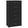 Stylish Black Sideboard with 6 Drawers - 50x34x96 cm