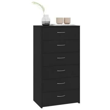 Stylish Black Sideboard with 6 Drawers - 50x34x96 cm