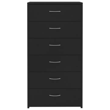 Stylish Black Sideboard with 6 Drawers - 50x34x96 cm