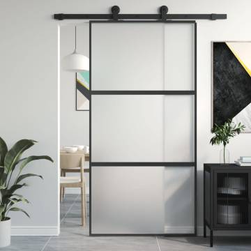 Sliding Door Black 102.5x205 cm - Tempered Glass & Aluminium