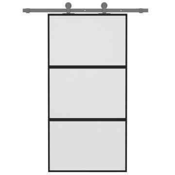 Sliding Door Black 102.5x205 cm - Tempered Glass & Aluminium