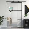 Sliding Door Black 90x205 cm Tempered Glass and Aluminium Colour black & transparent & matt Size 90 x 205 cm Quantity in Package 1 Pattern 2 horizontal bars 