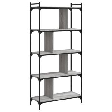 5-Tier Grey Sonoma Bookcase | Stylish & Durable Storage