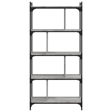 5-Tier Grey Sonoma Bookcase | Stylish & Durable Storage