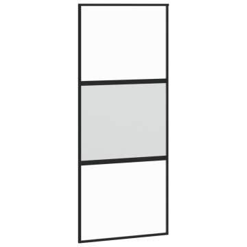 Sliding Door Black 90x205 cm - Tempered Glass & Aluminium