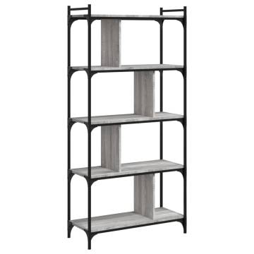 5-Tier Grey Sonoma Bookcase | Stylish & Durable Storage