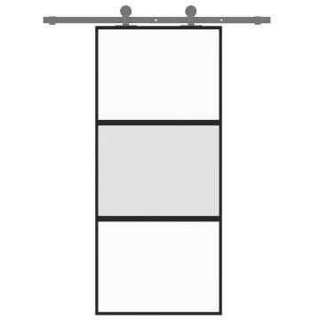 Sliding Door Black 90x205 cm - Tempered Glass & Aluminium