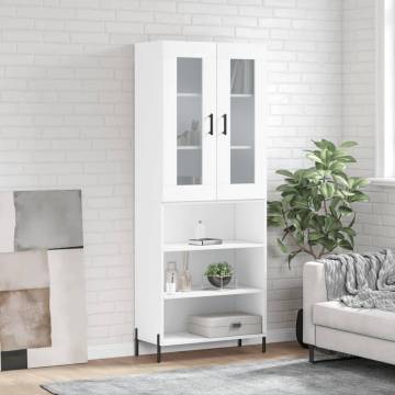 Stylish Highboard in White - 69.5x34x180 cm | Hipomarket