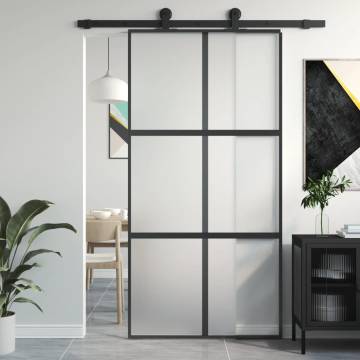 Sliding Door Black 102.5x205 cm | Tempered Glass & Aluminium