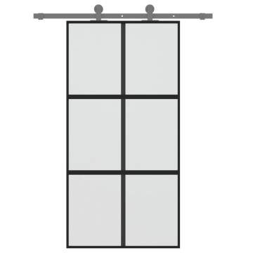 Sliding Door Black 102.5x205 cm | Tempered Glass & Aluminium