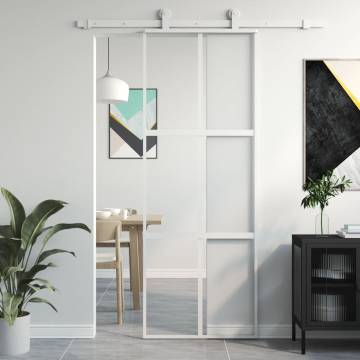 Sliding Door White 76x205 cm - Tempered Glass & Aluminium