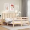 Solid Wood Bed Frame with Headboard 140x190 cm | Hipo Market