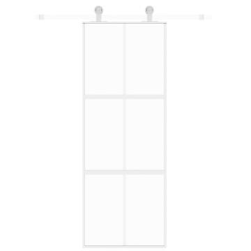 Sliding Door White 76x205 cm - Tempered Glass & Aluminium