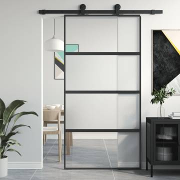 Sliding Door Black 102.5x205 cm - Tempered Glass & Aluminium