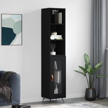 Elegant Highboard Black - 34.5x34x180 cm Engineered Wood