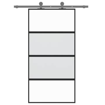 Sliding Door Black 102.5x205 cm - Tempered Glass & Aluminium