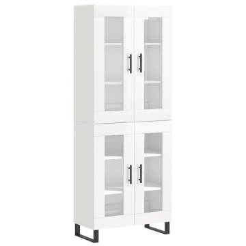 Stylish Highboard High Gloss White - 69.5x34x180 cm