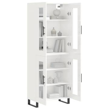 Stylish Highboard High Gloss White - 69.5x34x180 cm