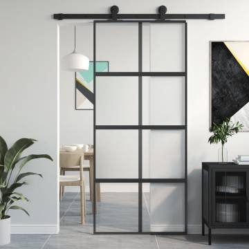 Sliding Door Black 90x205cm - Tempered Glass & Aluminium